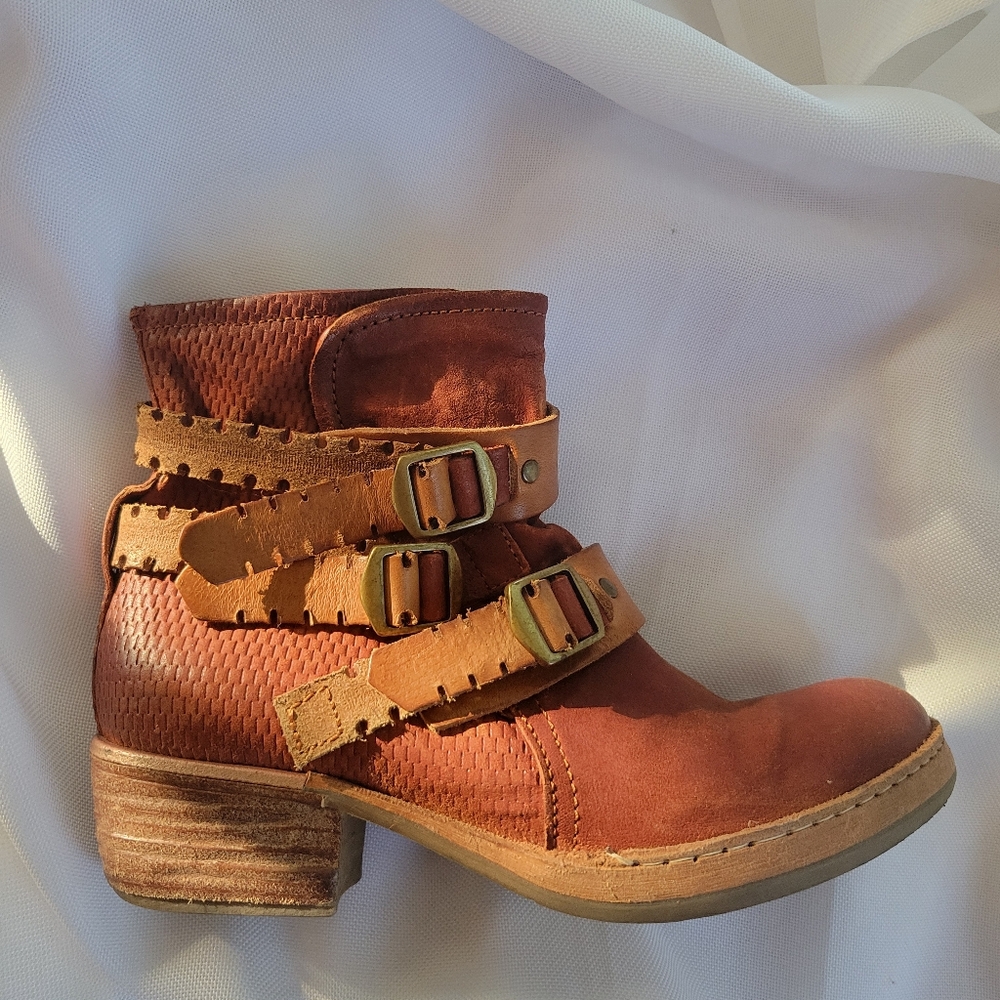 A.S.98 Phoenix Women's Leather Ankle Boots in Rust & Tan, Womens EU 38